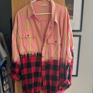 White Birch Pink and Orange Plaid Top